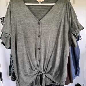 Women's Green Button-Down Top